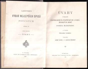 Giuseppe Mazzini: Úvahy vybrané z literárních, politických a náboženských spisů Josefa Mazziniho