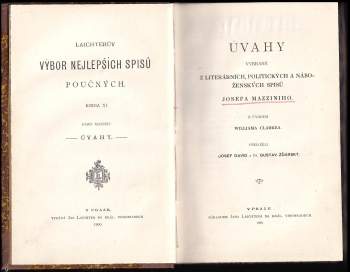Giuseppe Mazzini: Úvahy vybrané z literárních, politických a náboženských spisů Josefa Mazziniho
