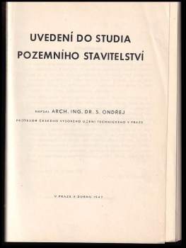 Severin Ondřej: Uvedení do studia pozemního stavitelství