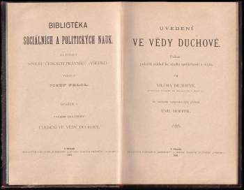 Wilhelm Dilthey: Uvedení ve vědy duchové