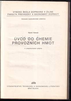 Karel Hanuš: Úvod do chemie provozních hmot