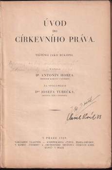 Antonín Hobza: Úvod do církevního práva