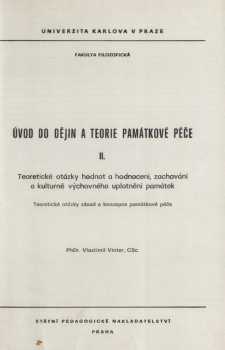 Úvod do dějin a teorie památkové péče