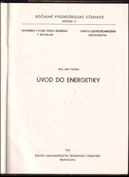 Ján Vávra: Úvod do energetiky
