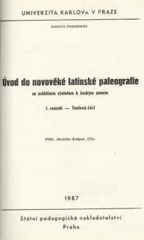 Úvod do novověké latinské paleografie se zvláštním zřetelem k českým zemím