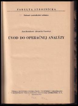Zora Kolníková: Úvod do operačnej analýzy