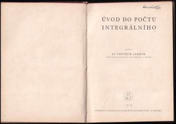 Vojtěch Jarník: Úvod do počtu integrálního