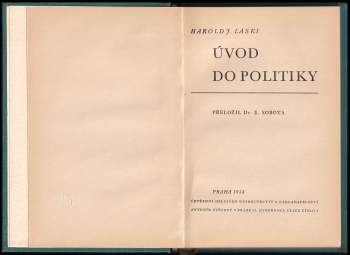 Harold Joseph Laski: Úvod do politiky