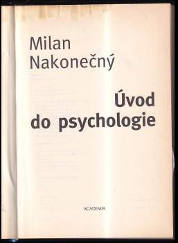 Milan Nakonečný: Úvod do psychologie