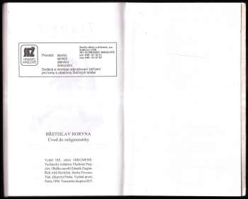 Břetislav Horyna: Úvod do religionistiky