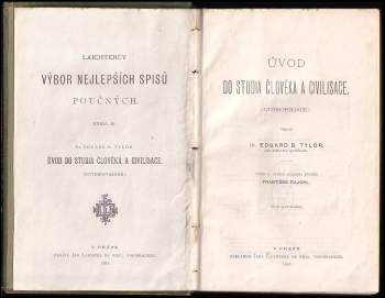 Edward Burnett Tylor: Úvod do studia člověka a civilisace