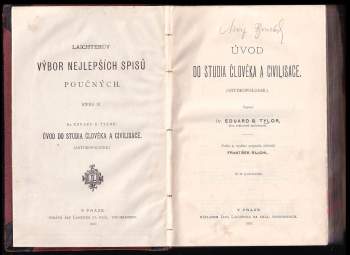 Edward Burnett Tylor: Úvod do studia člověka a civilisace