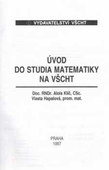 Úvod do studia matematiky na VŠCHT
