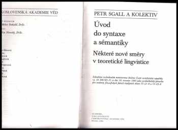Petr Sgall: Úvod do syntaxe a sémantiky