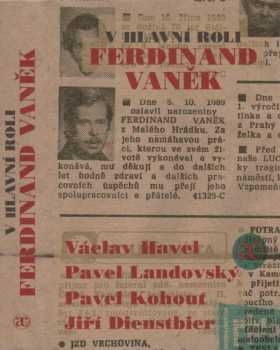 Václav Havel: V hlavní roli Ferdinand Vaněk