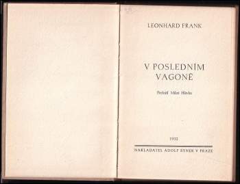 Leonhard Frank: V posledním vagoně