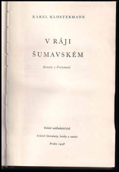 Karel Klostermann: V ráji šumavském