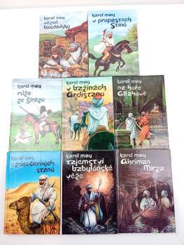 Karl May: V Říši stříbrného lva I - VIII - KOMPLETNÍ SÉRIE - V zemi černých stanů + Vězeň bagdádský + Tajemství Babylónské věže + V propastech stínů + Ahriman Mirza + Růže ze Šírázu + V bažinách Ardistanu + Na hoře Alláhově
