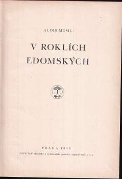 Alois Musil: V roklích Edomských