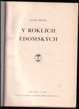 Alois Musil: V roklích Edomských