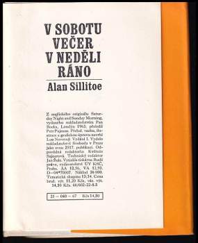 Alan Sillitoe: V sobotu večer v neděli ráno