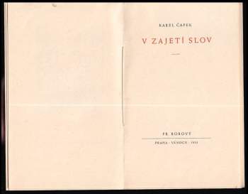 Karel Čapek: V zajetí slov