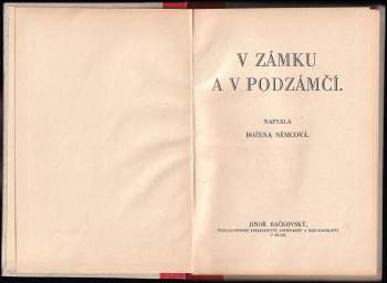 Božena Němcová: V zámku a podzámčí