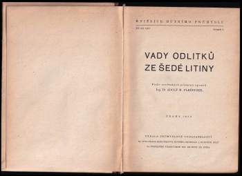 Adolf Martin Plešinger: Vady odlitků ze šedé litiny