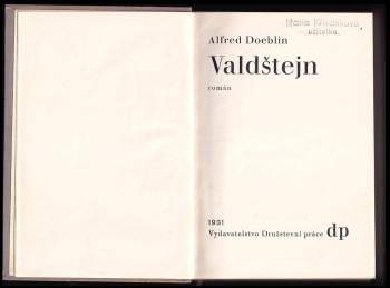 Alfred Döblin: Valdštejn