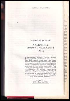 George Sand: Valentina ; Rodové tajemství ; Jana