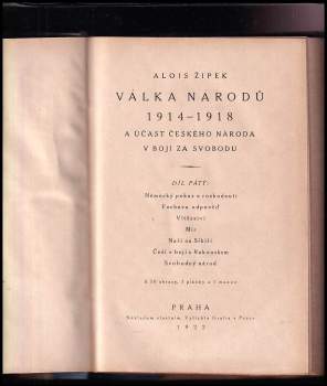 Alois Žipek: Válka národů 1914-1918 a účast českého národa v boji za svobodu
