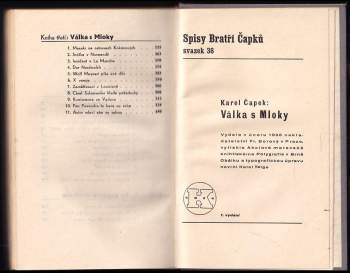 Karel Čapek: Válka s Mloky - 1. VYDÁNÍ