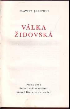 Josephus Flavius: Válka židovská