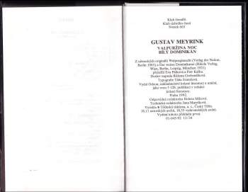 Gustav Meyrink: Valpuržina noc ; Bílý dominikán