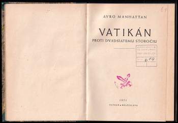 Avro Manhattan: Vatikán proti dvadsiatemu storočiu