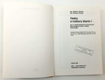 Vladimír Bednář: Vazby a rozbory tkanin I
