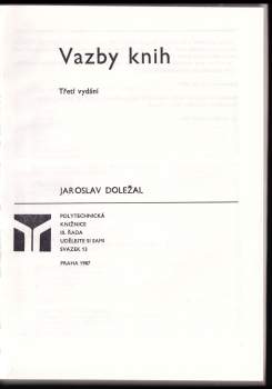Jaroslav Doležal: Vazby knih