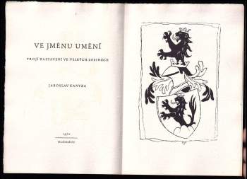 Jaroslav Kanyza: Ve jménu umění