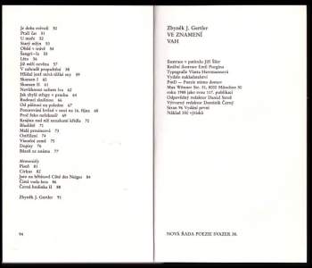 Zbyněk J Gertler: Ve znamení Vah