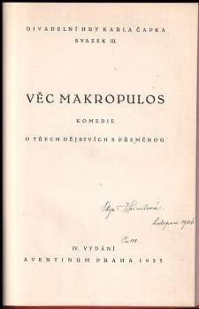 Karel Čapek: Věc Makropulos
