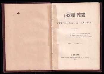 Vítězslav Hálek: Večerní písně Vítězslava Hálka