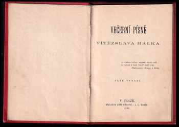 Vítězslav Hálek: Vítězslava Hálka Večerní písně