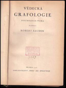 Robert Saudek: Vědecká grafologie