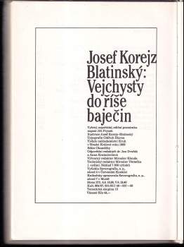Josef Korejz-Blatinský: Vejchysty do říše baječin