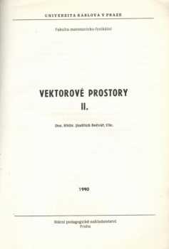 Jindřich Bečvář: Vektorové prostory