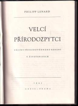 Philipp Lenard: Velcí přírodozpytci