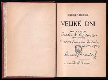 Rudolf Medek: Veliké dni