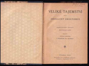 Eliphas Lévi: Veliké tajemství, čili, Odhalený okultismus