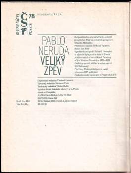 Pablo Neruda: Veliký zpěv