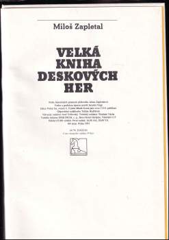 Miloš Zapletal: Velká kniha deskových her